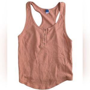 Old Navy Ribbed Henley Tank Salmon Small Cotton Blend